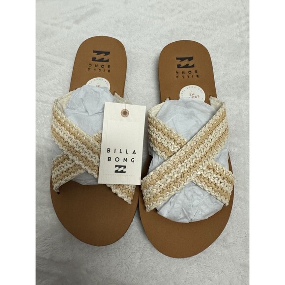 Billabong Womens AKELA Crossband Woven Round toe Slide Sandals Size 8 NWT - Picture 1 of 4